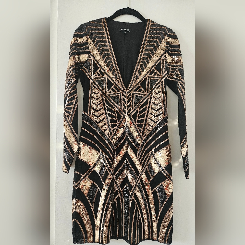 Black & Gold sequins mini dress